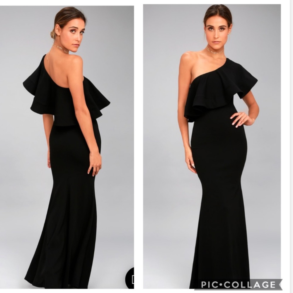 Lulus So Amazing Black One Shoulder Maxi Dress